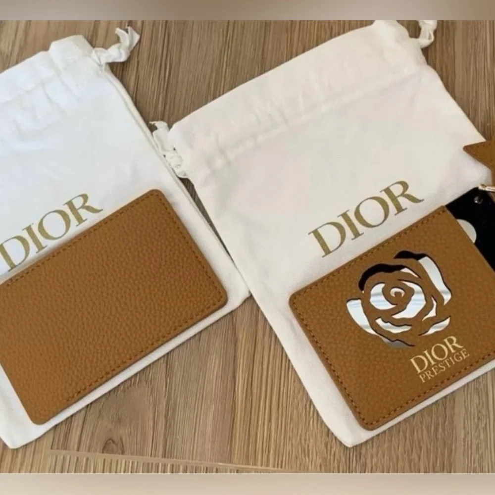 Dior Beauty Prestige Tan Mirror/Card Holder with Black Heart 🖤 and Star Accent!